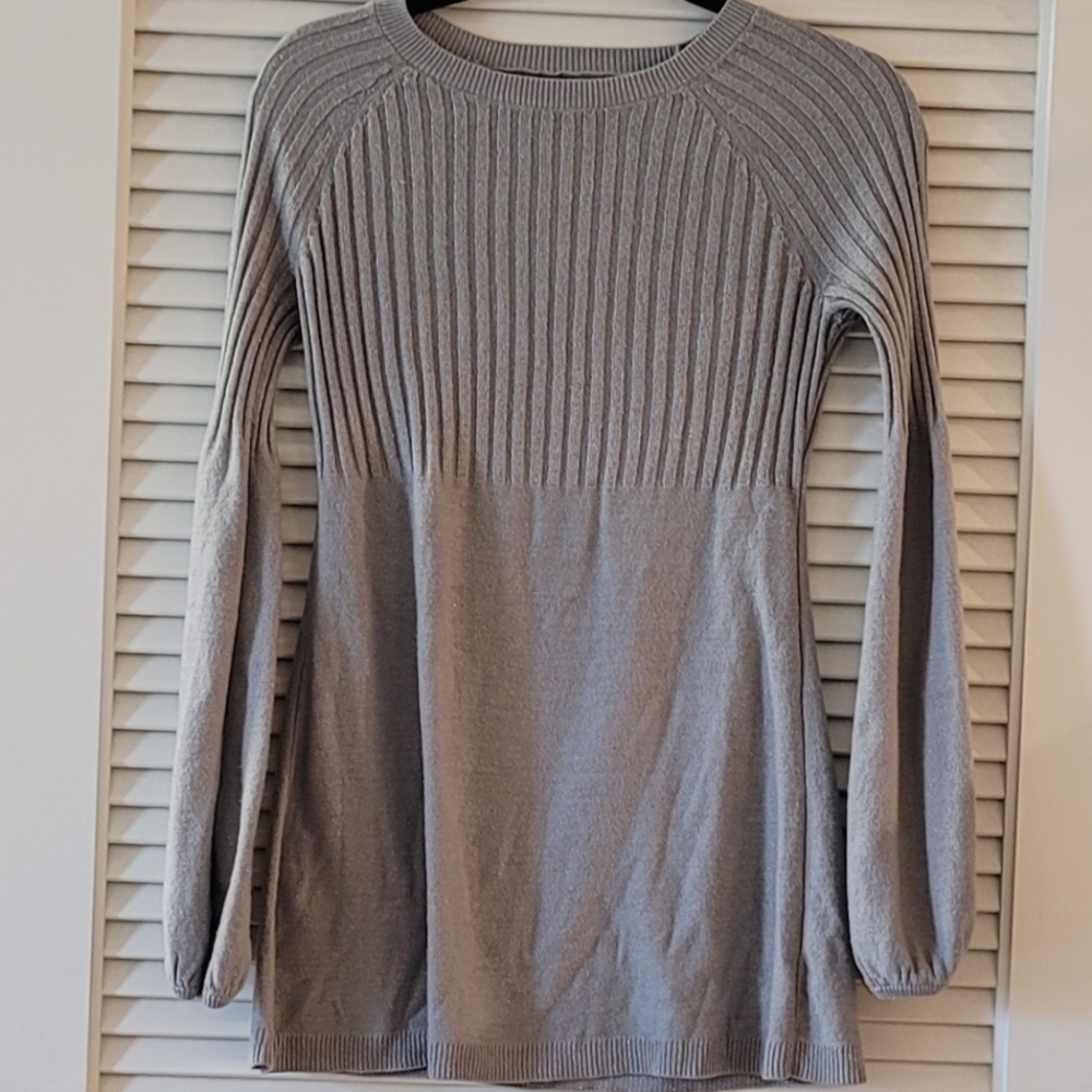 Apt 9- Long-Sleeve, Light Grey With Sparkly Thread Mini Dress
